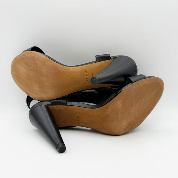 Joie Womens Celyn Heels US 7.5 M Black Leather Knot Ankle Strap NIB - Picture 11 of 12